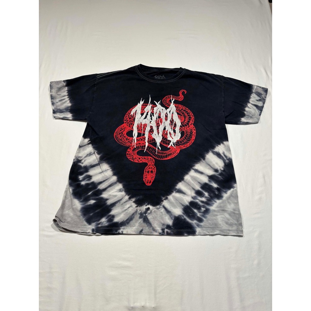 1400 Trippie Redd Snake Graphic Tie Dye T-Shirt Mens Large Black Grey 100 Cotton